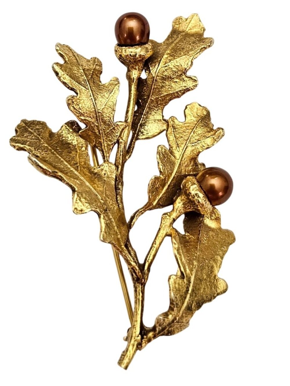 MMA Oak Leaf, Acorn Brooch Branch Faux Pearl Pin Signed, J735 - Picture 6 of 10